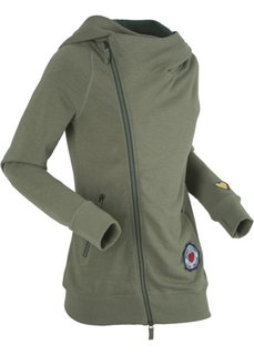 Трикотажная куртка с длинным рукавом (оливковый меланж) Bonprix