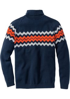 Пуловер с высоким воротником Regular Fit (темно-синий) Bonprix