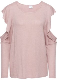 Пуловер с вырезами (розовый меланж) Bonprix