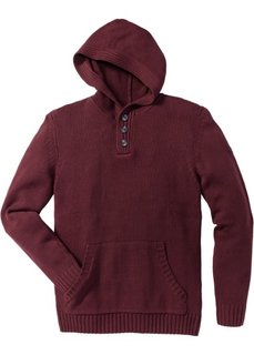 Пуловер Slim Fit с капюшоном (кленово-красный) Bonprix