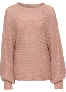 Ажурный пуловер покроя оверсайз (розовый) Bonprix