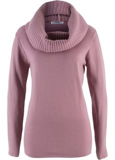 Пуловер 2 в 1 удлиненного дизайна с шалью (фиолетовый матовый) Bonprix