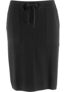 Вязаная юбка с накладными карманами (черный) Bonprix