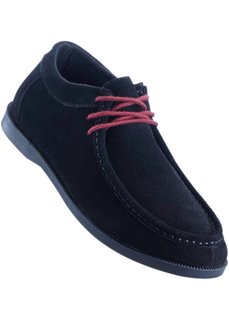 Удобные кожаные туфли на шнуровке, танкетка (черный/бордовый) Bonprix