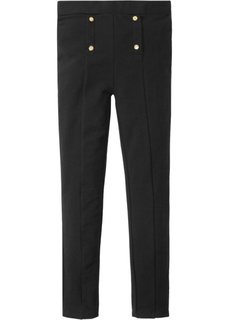 Стрейтчевые брюки с декоративными пуговицами (черный) Bonprix