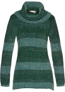 Пуловер с высоким воротником (темно-зеленый) Bonprix