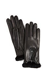 Agnelle Marina Leather Fur Gloves
