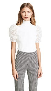 Giambattista Valli Jersey Knit Top with Puff Sleeves