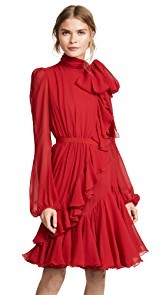 Giambattista Valli Ruffle Tie Neck Dress