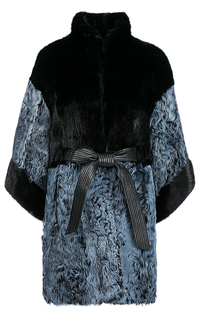 Утепленный жакет из меха козлика с отделкой мехом норки Virtuale Fur Collection
