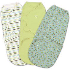 Конверт на липучке Swaddleme, размер S/M, 3шт., Summer Infant, зеленый/голубой/динозавры