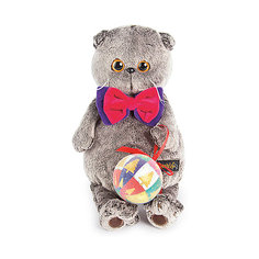Мягкая игрушка Budi Basa Кот Басик с новогодним шариком, 25 см