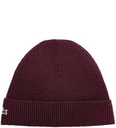 Бордовая шерстяная шапка Lacoste