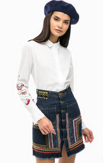 Белая хлопковая рубашка с принтом Desigual
