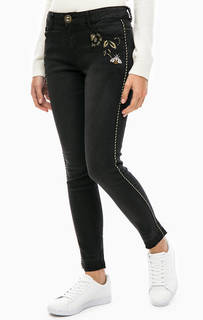 Черные укороченные джинсы с вышивкой Desigual