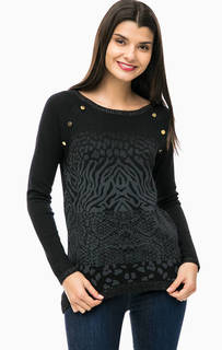 Черный джемпер с животным принтом Desigual