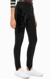 Черные трикотажные брюки с принтом Desigual