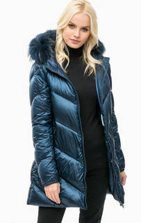 Удлиненный пуховик с меховой отделкой Bomboogie