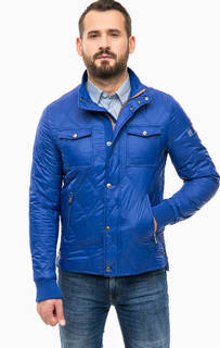 Легкая синяя куртка на молнии и кнопках Trussardi Jeans