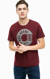 Хлопковая бордовая футболка с принтом S.Oliver