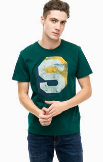 Зеленая хлопковая футболка с принтом S.Oliver