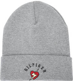 Шапка серого цвета с отворотом Hilfiger Denim