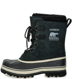Черные высокие ботинки из нубука Sorel