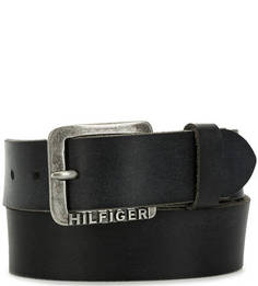 Черный повседневный ремень из кожи Hilfiger Denim