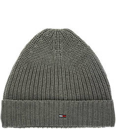 Серая шапка с отворотом Hilfiger Denim