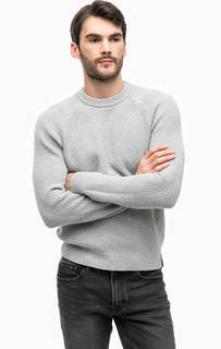 Серый вязаный джемпер с круглым вырезом Calvin Klein Jeans