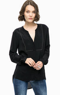 Черная полупрозрачная блуза на пуговицах Replay