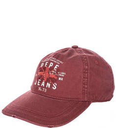 Бордовая бейсболка с вышивкой и принтом Pepe Jeans