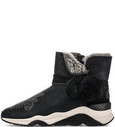 Черные замшевые полусапоги с декором Ash