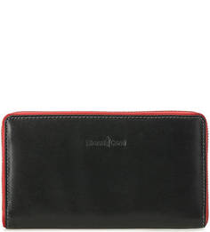 Черный кожаный кошелек на молнии Gianni Conti