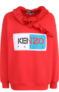 Хлопковый свитшот с логотипом бренда и оборками Kenzo