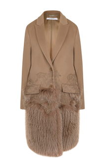 Пальто из смеси шерсти и кашемира с отделкой из меха лисы Givenchy