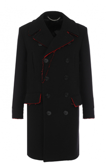 Двубортное шерстяное пальто с контрастной отделкой Givenchy