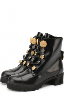 Кожаные ботинки с декоративной шнуровкой Dolce &amp; Gabbana