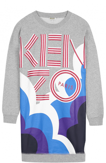 Хлопковое мини-платье с принтом Kenzo