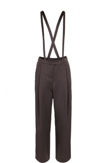 Однотонные брюки с защипами и подтяжками Armani Collezioni