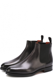 Кожаные челси на низком каблуке Santoni