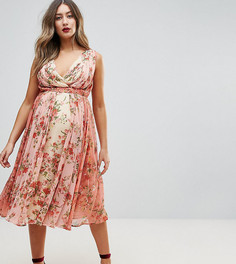 Платье миди с цветочным принтом с эффектом омбре ASOS Maternity - Мульти
