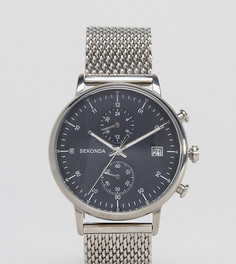 Серебристые часы с хронографом и сетчатым браслетом Sekonda - Серебряный