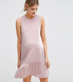 Цельнокройное платье с баской для беременных ASOS Maternity - Розовый