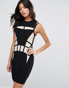 Бандажное облегающее платье со вставками River Island - Кремовый