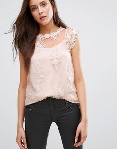 Топ с кружевной аппликацией River Island - Розовый