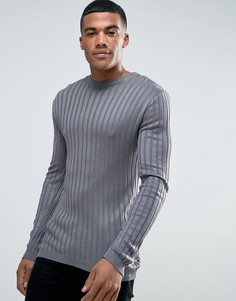 Серый лонгслив в рубчик River Island - Серый
