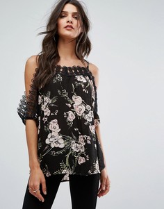 Топ с открытыми плечами и отделкой кроше River Island - Мульти
