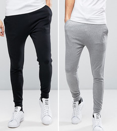 2 пары суперузких джоггеров (черные, серые) ASOS - СКИДКА - Мульти