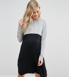 Трикотажное платье 2 в 1 с капюшоном Mamalicious - Мульти Mama.Licious